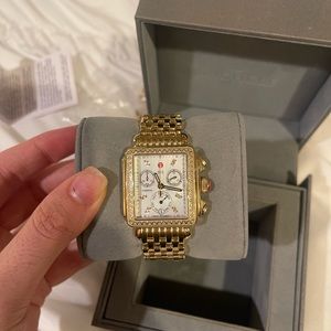 MICHELE Deco Gold Diamond Bracelet Watch